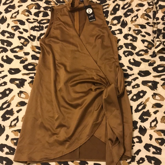 Boohoo Satin Choker Tie Dress Sz US8/UK12 NWT - Picture 3 of 6